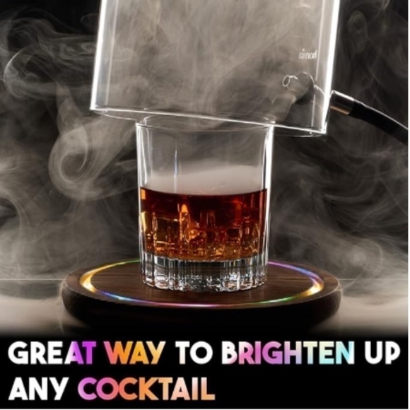 NIB Smoking Gun LED lights Glass Dome 9" x 5.7" Smoking Cloche for Drinks - Picture 1 of 9